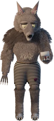 The werewolf, idling
